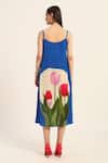 Shop_Ruhr India_Blue Crepe Scoop Neck Ink Floral Print Dress _at_Aza_Fashions