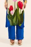 Ruhr India_Blue Crepe V-neck Ink Laleh Kurta Set _Online