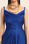 Ruhr India_Blue Satin Cowl Neck Ink Samyra Dress _Online_at_Aza_Fashions