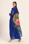 Shop_Ruhr India_Blue Organza Embroidery Round Neck Ink Designer Hand Jacket _Online_at_Aza_Fashions