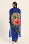 Shop_Ruhr India_Blue Organza Embroidery Round Neck Ink Designer Hand Jacket _at_Aza_Fashions