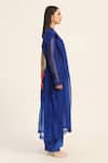 Buy_Ruhr India_Blue Organza Embroidery Round Neck Ink Designer Hand Jacket 