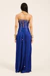 Shop_Ruhr India_Blue Organza Beads, Mirrors, Sequins Sweetheart Ink Hand-embroidered Corset Top _at_Aza_Fashions