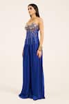 Ruhr India_Blue Organza Beads, Mirrors, Sequins Sweetheart Ink Hand-embroidered Corset Top _Online_at_Aza_Fashions