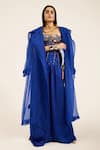 Ruhr India_Blue Organza Beads, Mirrors, Sequins Sweetheart Ink Hand-embroidered Corset Top _at_Aza_Fashions