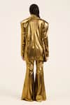 Shop_Ruhr India_Gold Lycra Scoop Neck Miyu Blazer Set _at_Aza_Fashions
