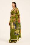 Shop_Ruhr India_Green Organza Embroidery Round Neck Padmini Hand Saree Set _Online_at_Aza_Fashions