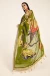 Ruhr India_Green Organza Embroidery Round Neck Padmini Hand Saree Set _at_Aza_Fashions