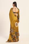 Shop_Ruhr India_Yellow Satin, Chiffon Embroidery Round Neck Designer Akshara Saree Set _at_Aza_Fashions