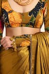 Shop_Ruhr India_Yellow Satin, Chiffon Embroidery Round Neck Designer Akshara Saree Set _Online_at_Aza_Fashions