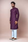 Shop_Arihant Rai Sinha_Purple Cotton, Silk Sequins Geometric Embroidered Kurta Set _Online_at_Aza_Fashions