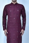 Arihant Rai Sinha_Purple Cotton, Silk Sequins Geometric Embroidered Kurta Set _at_Aza_Fashions