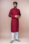 Buy_Samyukta Singhania_Maroon Georgette, Silk Embroidery Full Sleeve Straight Kurta Set _at_Aza_Fashions