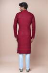 Shop_Samyukta Singhania_Maroon Georgette, Silk Embroidery Full Sleeve Straight Kurta Set _at_Aza_Fashions