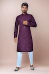 Buy_Arihant Rai Sinha_Purple Cotton, Silk Sequins Geometric Embroidered Kurta Set _at_Aza_Fashions