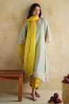 172 Threads_Green Muslin, Modal, Satin, Organza Embroidery Pistachio Kurta Set With Dupatta _Online