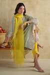 Buy_172 Threads_Green Muslin, Modal, Satin, Organza Embroidery Pistachio Kurta Set With Dupatta _Online