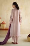 Shop_172 Threads_Lilac Muslin, Cotton, Organza Embroidery Dusty Rose Kurta Set With Dupatta _at_Aza_Fashions