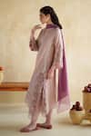 172 Threads_Lilac Muslin, Cotton, Organza Embroidery Dusty Rose Kurta Set With Dupatta _Online