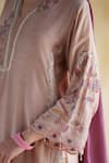 172 Threads_Lilac Muslin, Cotton, Organza Embroidery Dusty Rose Kurta Set With Dupatta 
