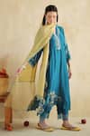 Buy_172 Threads_Green Muslin, Cotton, Organza Embroidery Round Neelbari Kurta Set With Dupatta _Online_at_Aza_Fashions