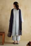 Shop_172 Threads_Blue Chiffon, Net Embroidery V-neck Dove Kurta Set With Dupatta _at_Aza_Fashions