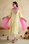 Buy_172 Threads_Yellow Muslin, Cotton, Organza Embroidery Round Butter Kurta Set With Dupatta _at_Aza_Fashions