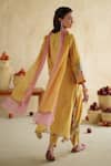 Shop_172 Threads_Mustard Muslin, Cotton Embroidery Round Neck Kurta Palazzo Set _at_Aza_Fashions