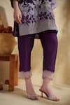 172 Threads_Purple Muslin, Cotton Embroidery V-neck Designer Kurta Pant Set _Online_at_Aza_Fashions