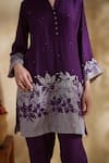 Buy_172 Threads_Purple Muslin, Cotton Embroidery V-neck Designer Kurta Pant Set _Online_at_Aza_Fashions