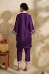 Shop_172 Threads_Purple Muslin, Cotton Embroidery V-neck Designer Kurta Pant Set _at_Aza_Fashions