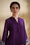 Buy_172 Threads_Purple Muslin, Cotton Embroidery V-neck Designer Kurta Pant Set 