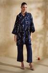 Buy_172 Threads_Navy Cotton, Muslin Collared Midnight Co-ord Set _at_Aza_Fashions