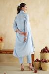Shop_172 Threads_Charcoal Cotton Sequins Open Neck Ice Blue And Grey Coord Set _at_Aza_Fashions