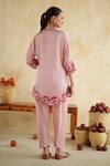 Shop_172 Threads_Pink Muslin, Cotton Embroidery V-neck Soft Blush Co-ord Set _at_Aza_Fashions