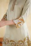Buy_172 Threads_Ivory Muslin, Cotton Embroidery V-neck Caramel Designer Co-ord Set 
