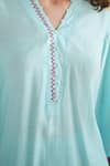 172 Threads_Blue Muslin, Cotton Embroidery V-neck Breeze Co-ord Set _at_Aza_Fashions