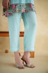 Buy_172 Threads_Blue Muslin, Cotton Embroidery V-neck Breeze Co-ord Set 