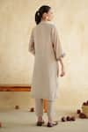 Shop_172 Threads_Off White Muslin, Cotton Beads Mandarin Collar Ecru Panel Co-ord Set _at_Aza_Fashions