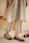 Shop_172 Threads_Off White Muslin, Cotton Beads Mandarin Collar Ecru Panel Co-ord Set 