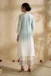 Shop_172 Threads_Blue Muslin, Cotton Embroidery Split V-neck Meadow Mist Set _at_Aza_Fashions