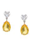 Ruby Raang_Yellow Stones Heart Shaped Earrings _Online_at_Aza_Fashions