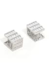 Buy_Ruby Raang_White Crystals Box Loop Earrings _Online_at_Aza_Fashions