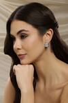 Buy_Ruby Raang_White Crystals Box Loop Earrings _at_Aza_Fashions