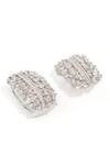 Ruby Raang_Silver Plated Crystals Half Loop Earrings _Online_at_Aza_Fashions