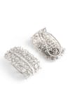 Shop_Ruby Raang_Silver Plated Crystals Half Loop Earrings _Online_at_Aza_Fashions