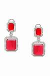 Buy_Ruby Raang_Red Rhinestones Doublet Earrings _Online_at_Aza_Fashions