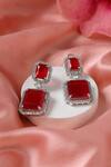 Shop_Ruby Raang_Red Rhinestones Doublet Earrings _at_Aza_Fashions
