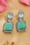 Shop_Ruby Raang_Green Crystals Doublet Earrings _at_Aza_Fashions