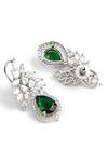 Ruby Raang_Green Gemstones Emerald And Diamond Designer Earrings _Online_at_Aza_Fashions